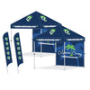 Pro Pack (2) 10x10 Custom Canopies and (2) Banner Flags or Sidewalls